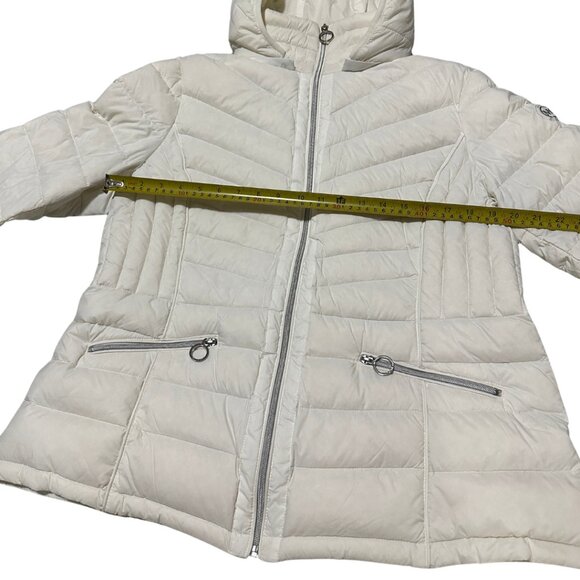 Michael Kors White Packable Down Puffer Winter Jacket With Carrying Bag Size XL - Picture 7 of 15